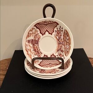 Vintage Alfred Meakin Brown transferware Saucers from “ Fair Winds”, set of 4